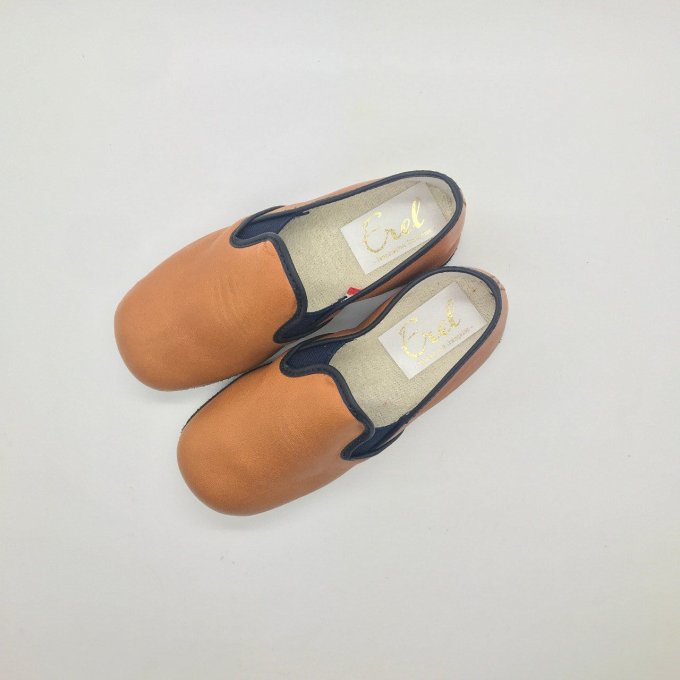 Chaussure d'intérieur PIROU - Junior Camel - 2 couleurs d'élastique