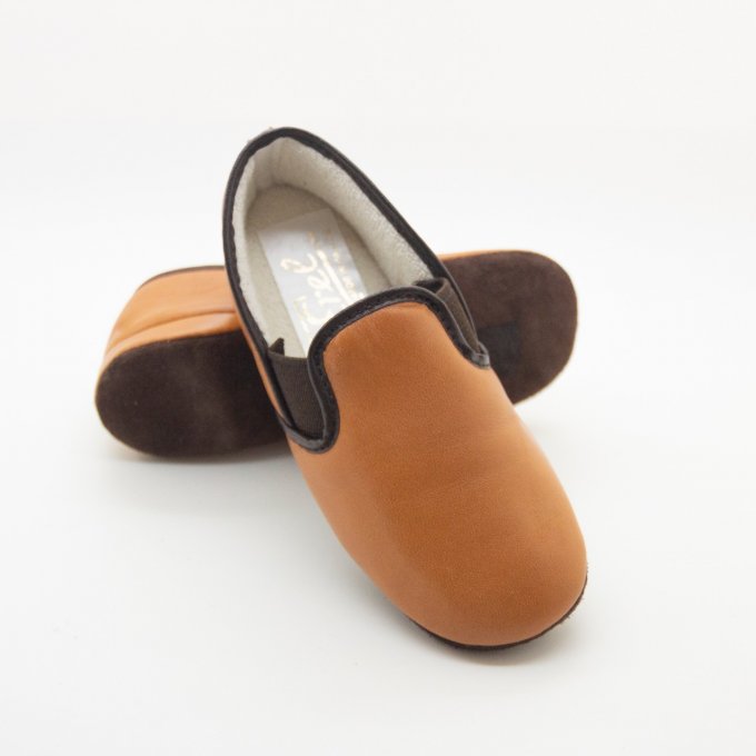 Chaussure d'intérieur PIROU - Junior Camel - 2 couleurs d'élastique