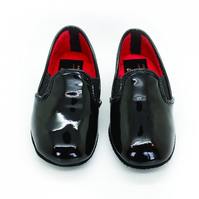 Chaussure d'intérieur PIROU - Junior Vernis Noir - 2 couleurs d'élastique