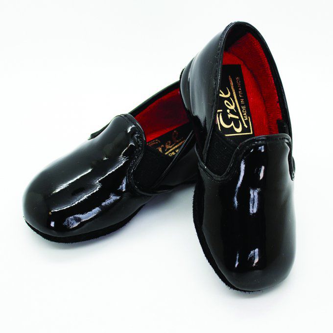 Chaussure d'intérieur PIROU - Junior Vernis Noir - 2 couleurs d'élastique