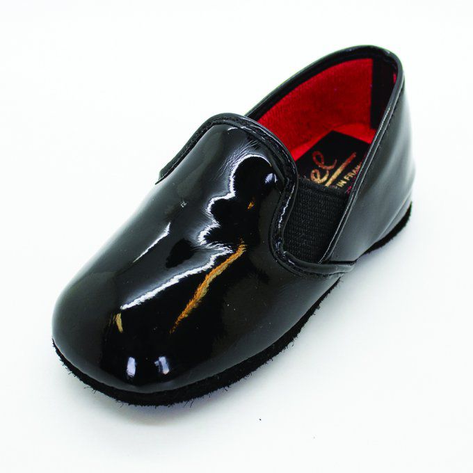 Chaussure d'intérieur PIROU - Junior Vernis Noir - 2 couleurs d'élastique