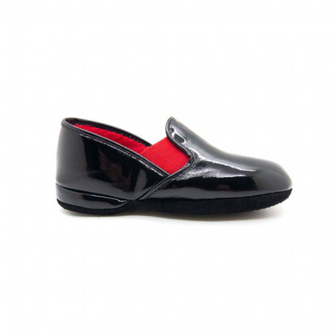 Chaussure d'intérieur PIROU - Junior Vernis Noir - 2 couleurs d'élastique