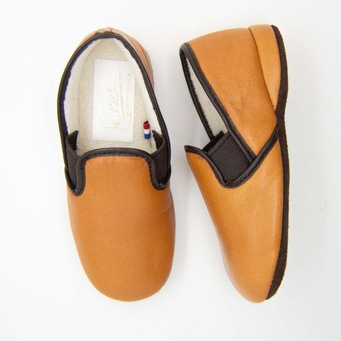 Chaussure d'intérieur PIROU - Junior Camel - 2 couleurs d'élastique