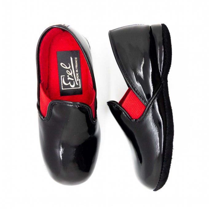 Chaussure d'intérieur PIROU - Junior Vernis Noir - 2 couleurs d'élastique