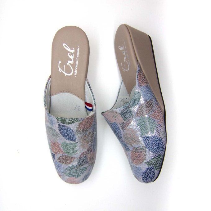 Mule d'intérieur STEPHANIE  - Cuir Feuillage